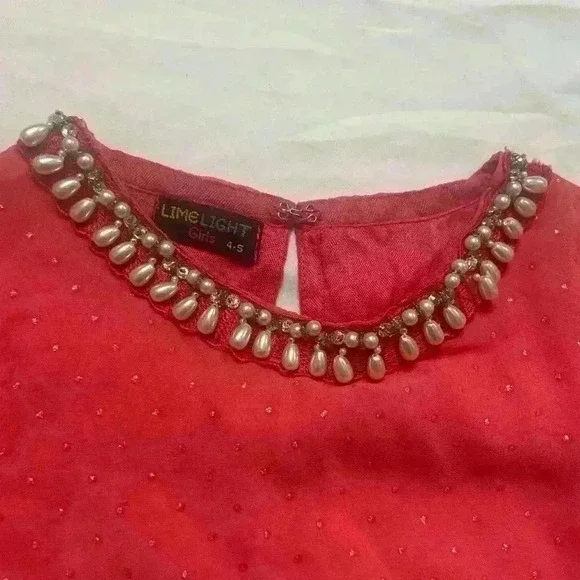 Limelight Chiffon Girls Size 4-5 Dress Coral - Picture 2 of 7